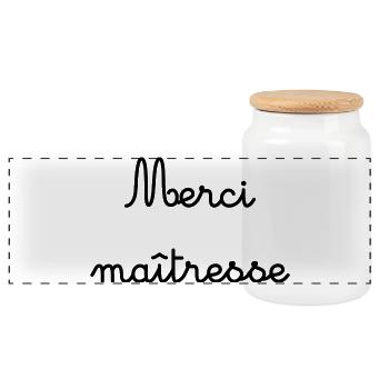 MERCI. MAÎTRESSE. MAÎTRE. MERCI MAÎTRESSE - Boîte à biscuits avec couvercle en bois - blanc - Devant