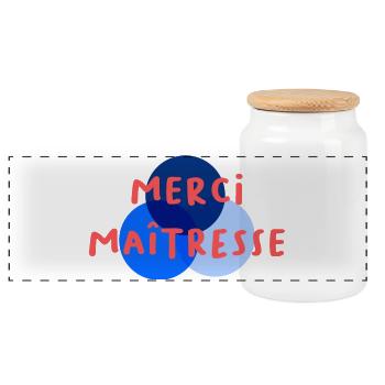 MISTRESS. THANK YOU. THANK YOU MISTRESS - Panoramic Cookie Jar with Wooden Lid - white - Front