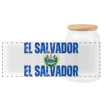 Flagge von El Salvador, salvadorianischer Stolz - Panorama Keksdose mit Holzdeckel - Weiß - Vorne