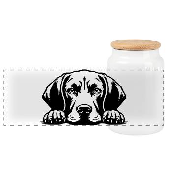 Magyar Vizsla Head with Paws - Panoramic Cookie Jar with Wooden Lid - white - Front