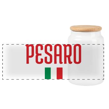 PESARO Italy Flag - Panoramic Cookie Jar with Wooden Lid - white - Front