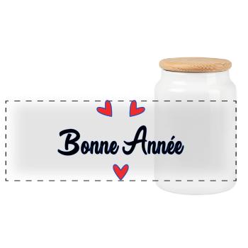 HAPPY NEW YEAR. NEW YEAR'S EVE - Panoramic Cookie Jar with Wooden Lid - white - Front