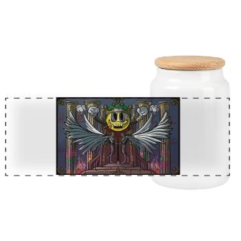 Throne of Chaos - Cartoon Royalty - Panoramic Cookie Jar with Wooden Lid - white - Front