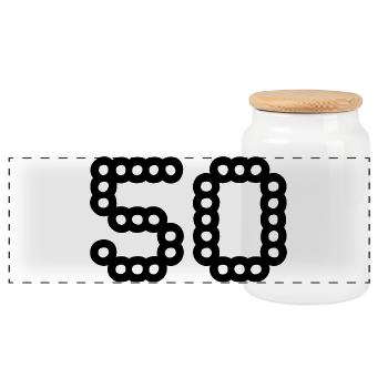 50. 50 YEARS. 50th ANNIVERSARY. 50 YEARS ANNIVERSARY. - Panoramic Cookie Jar with Wooden Lid - white - Front