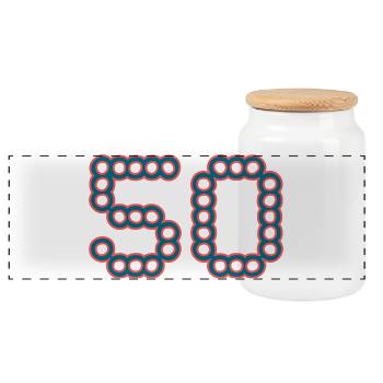 50. 50 YEARS. 50th ANNIVERSARY. 50 YEARS ANNIVERSARY. - Panoramic Cookie Jar with Wooden Lid - white - Front