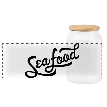 Fruits de mer - Boîte à biscuits avec couvercle en bois - blanc - Devant