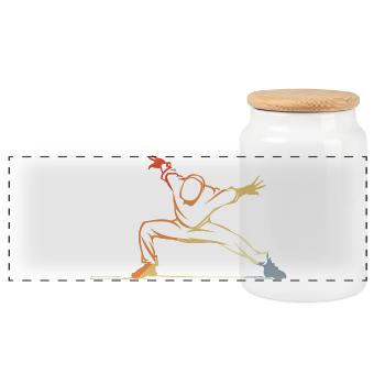 B-Boy Sketch - Panoramic Cookie Jar with Wooden Lid - white - Front