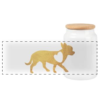 Herz Chihuahua Gold Hunde Fan Liebe Love Wauwau - Panorama Keksdose mit Holzdeckel - Weiß - Vorne