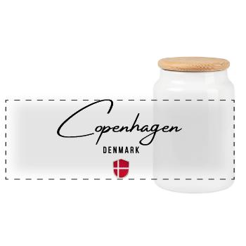 J’adore Copenhague, souvenir de Copenhague - Boîte à biscuits avec couvercle en bois - blanc - Devant
