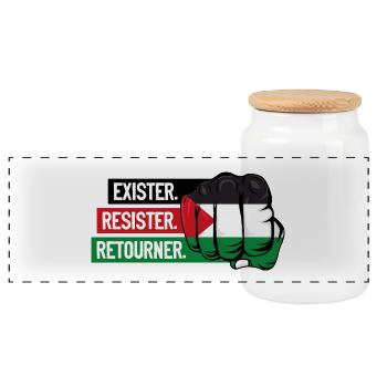 Poing_drapeau palestine_exister résister retourner - Boîte à biscuits avec couvercle en bois - blanc - Devant