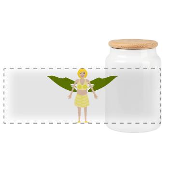 Summer Sunflower Fairy Fantasy Art - Panoramic Cookie Jar with Wooden Lid - white - Front