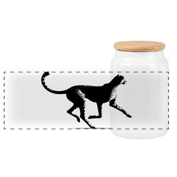 Cheetah - Panoramic Cookie Jar with Wooden Lid - white - Front