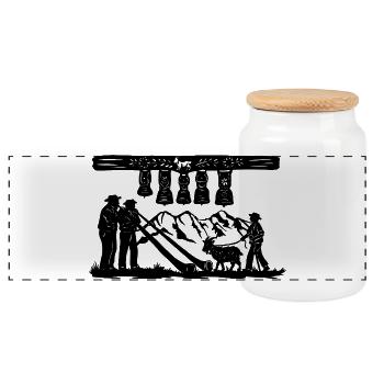 Glockenklang_black - Panoramic Cookie Jar with Wooden Lid - white - Front