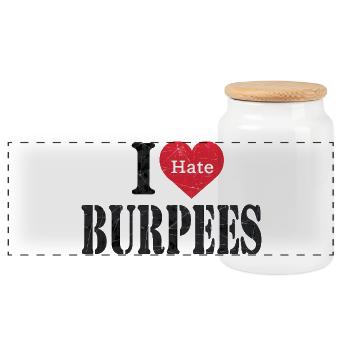 J’aime les burpees Citation drôle - Boîte à biscuits avec couvercle en bois - blanc - Devant