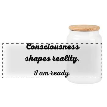 Consciousness_shapes_reality- - Panorama Keksdose mit Holzdeckel - Weiß - Vorne
