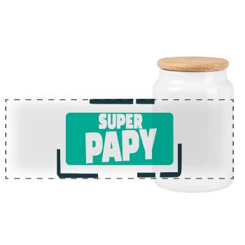 Super Grandpa Colorful Illustration - Panoramic Cookie Jar with Wooden Lid - white - Front