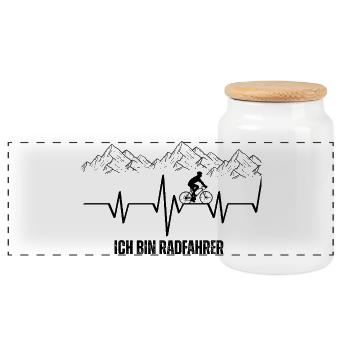 Abstrakte Bergsilhouette in Nachtfarben - Panorama Keksdose mit Holzdeckel - Weiß - Vorne