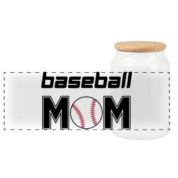 Maman de baseball - Boîte à biscuits avec couvercle en bois - blanc - Devant