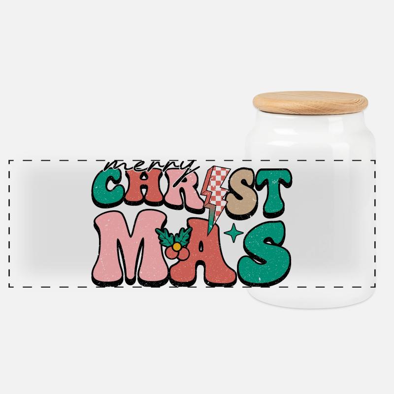 Chistmas - Panorama Keksdose mit Holzdeckel - Weiß