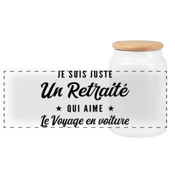 Retraité Road Trip Humour Cadeau Retraite - Boîte à biscuits avec couvercle en bois - blanc - Devant