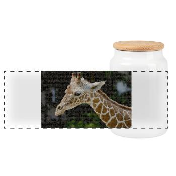 Giraffes Mosaic Portrait - Panoramic Cookie Jar with Wooden Lid - white - Front