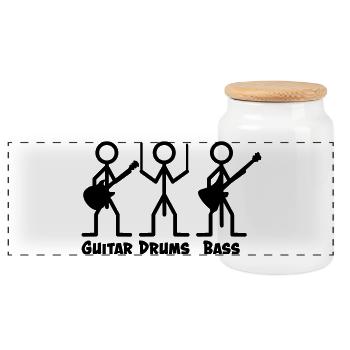 The bass player has the longest dick - Panoramic Cookie Jar with Wooden Lid - white - Front