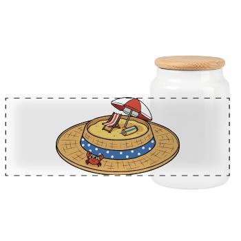 Île de la plage du Chapeau de Paille - Boîte à biscuits avec couvercle en bois - blanc - Devant