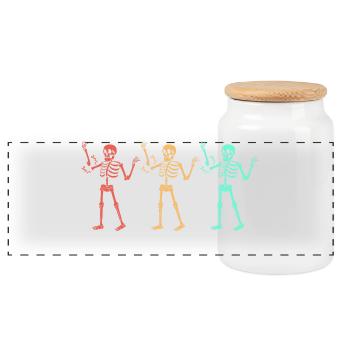 Arm Fracture Halloween Skeleton Bone Bone Fracture - Panoramic Cookie Jar with Wooden Lid - white - Front