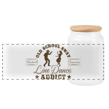 Line Dance Addict - Old School - Country Music - Panorama Keksdose mit Holzdeckel - Weiß - Vorne