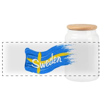 Drapeau suédois - Boîte à biscuits avec couvercle en bois - blanc - Devant