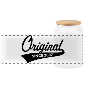 Original Since 2007 (Year of Birth, Birthday / B) - Panoramic Cookie Jar with Wooden Lid - white - Front