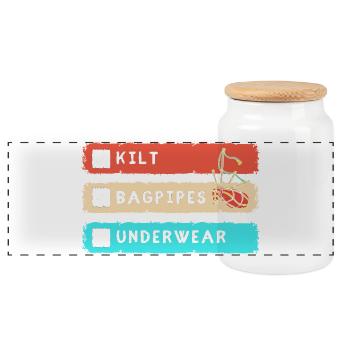 Kilt Scotland Scotland Jupe Tartan - Boîte à biscuits avec couvercle en bois - blanc - Devant