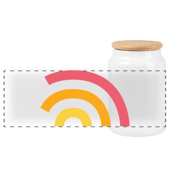 Rainbow Logo - Panoramic Cookie Jar with Wooden Lid - white - Front