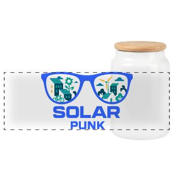 Solarpunk Vision - Panorama Keksdose mit Holzdeckel - Weiß - Vorne