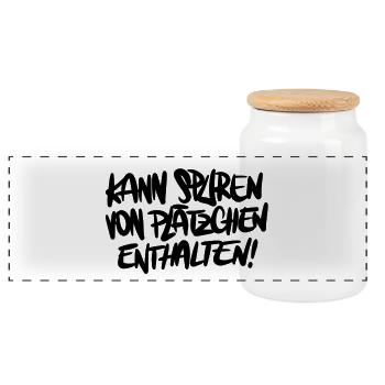 Weihnachten Spruch Humor Plätzchen - Panorama Keksdose mit Holzdeckel - Weiß - Vorne