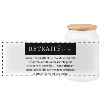 Pensionierte, humorvolle Definition des Wortes Rentner - Panorama Keksdose mit Holzdeckel - Weiß - Vorne