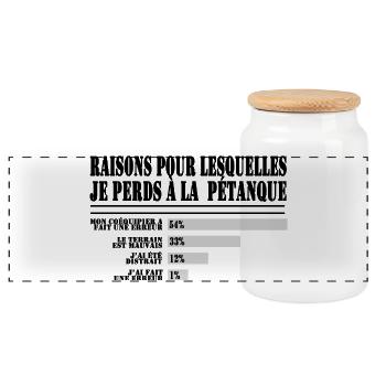 pour les Fans de Pétanque - Boîte à biscuits avec couvercle en bois - blanc - Devant