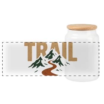 Mountain Trail Route and Summits - Panoramic Cookie Jar with Wooden Lid - white - Front