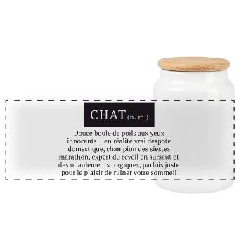 Domestic Cat definition feline despot - Panoramic Cookie Jar with Wooden Lid - white - Front