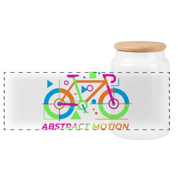 Neon Abstract Bicycle Motion - Panoramic Cookie Jar with Wooden Lid - white - Front