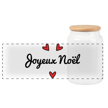NOËL. JOYEUX NOËL. MERRY CHRISTMAS. SAPIN. NATURE. - Boîte à biscuits avec couvercle en bois - blanc - Devant