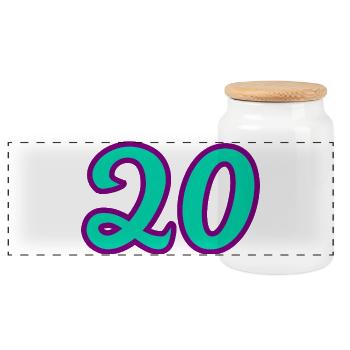 20. 20th ANNIVERSARY. 20 YEARS ANNIVERSARY. 20 YEARS. - Panoramic Cookie Jar with Wooden Lid - white - Front
