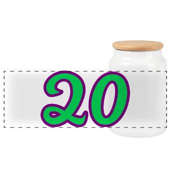 20. 20th ANNIVERSARY. 20 YEARS ANNIVERSARY. 20 YEARS. - Panoramic Cookie Jar with Wooden Lid - white - Front
