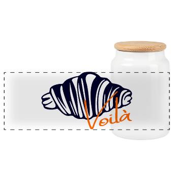 Croissants Voilà - Panoramic Cookie Jar with Wooden Lid - white - Front