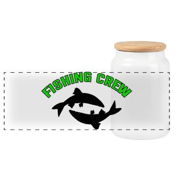 Fish Crew - Panoramic Cookie Jar with Wooden Lid - white - Front