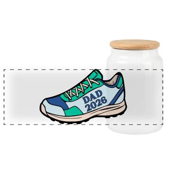 Annonce du bébé : Papa Coureur 2026 - Boîte à biscuits avec couvercle en bois - blanc - Devant