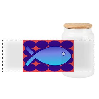 POISSON. SARDINE. POISSON D'AVRIL. MER. OCÉAN - Boîte à biscuits avec couvercle en bois - blanc - Devant