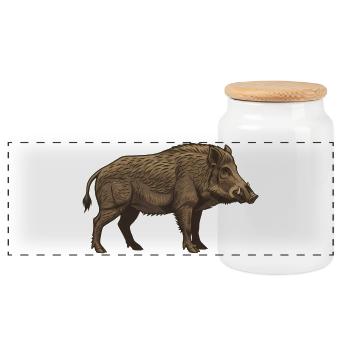 Chasse réaliste au sanglier sauvage brun - Boîte à biscuits avec couvercle en bois - blanc - Devant