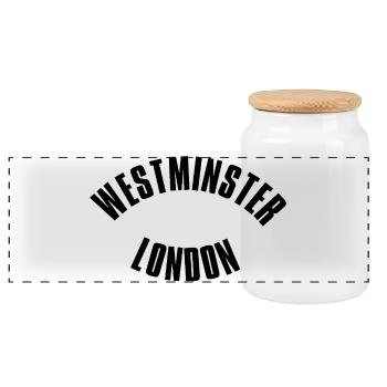 Westminster London Emblem - Panoramic Cookie Jar with Wooden Lid - white - Front