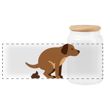 Dessin animé du petit chien brun - Boîte à biscuits avec couvercle en bois - blanc - Devant